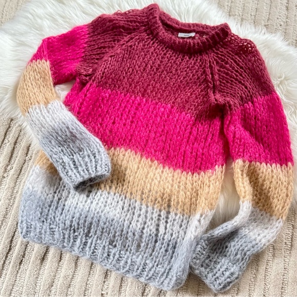 Maiami Sweaters - Maiami Colorblock Mohair Big Sweater